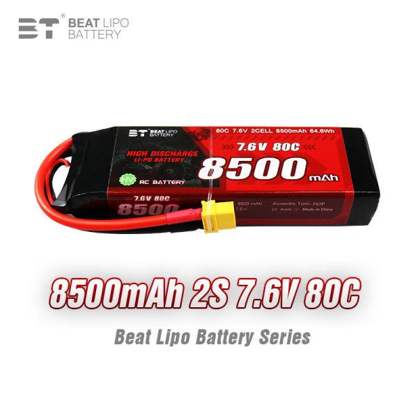 btlipo rc battery 8500mAh 2S 7.6V 80C
